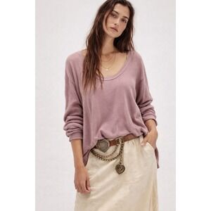 Free People We The Free Coast 2 Coast Thermal Blush Lilac Waffle Knit Oversized